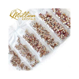 Champagne AB Glass Flatback Non Hotfix Rhinestones Multi-Sizes  SS04 - SS12 (1.6mm-3.0mm) 1580 Rhinestones