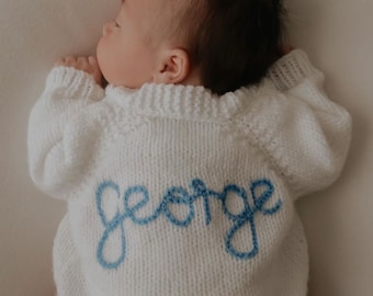 0-3 Months Personalised Knitted Baby Cardigans and Jumpers