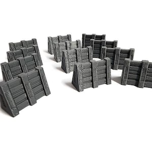 Miniature Sci-Fi Grimdark Barriers - 1/64 Scale Scenery (Space Gray) (Set of 12)