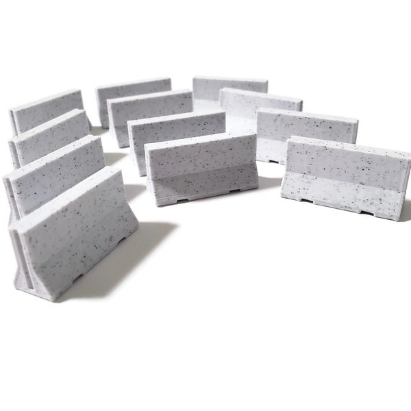 Miniature Concrete Road "Jersey" Barriers (12pc) 1/64 (28mm Scaled)