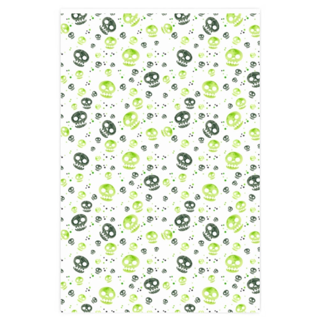 Neon Skulls Wrapping Paper Gift Wrapping Paper, Halloween Wrapping Paper