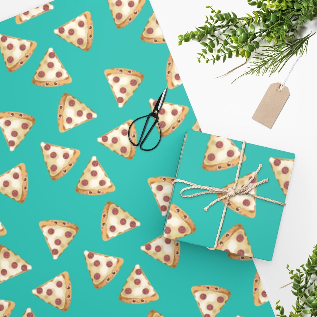 Pizza Face Wrapping Paper Gift Wrap Foodie Etsy