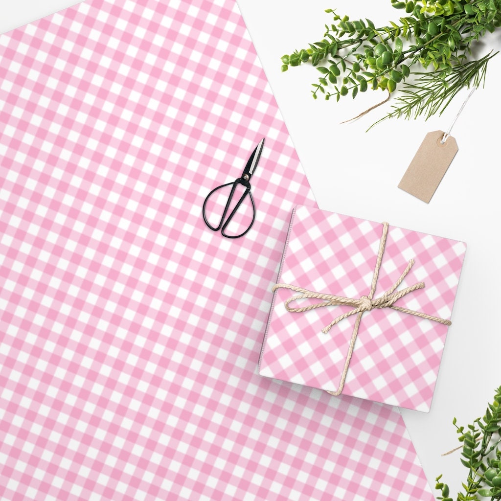 Wrapping Paper: Mini Hot Pink Gingham {Gift Wrap, Birthday, Holiday,  Christmas}