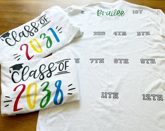 Class Of 2031 Graduation T-Shirt With Space For Handprints Class Of 2031 Graduation T-Shirt With Space For Handprints