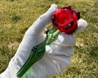 Rose Glass Smoking Tobacco Pipe