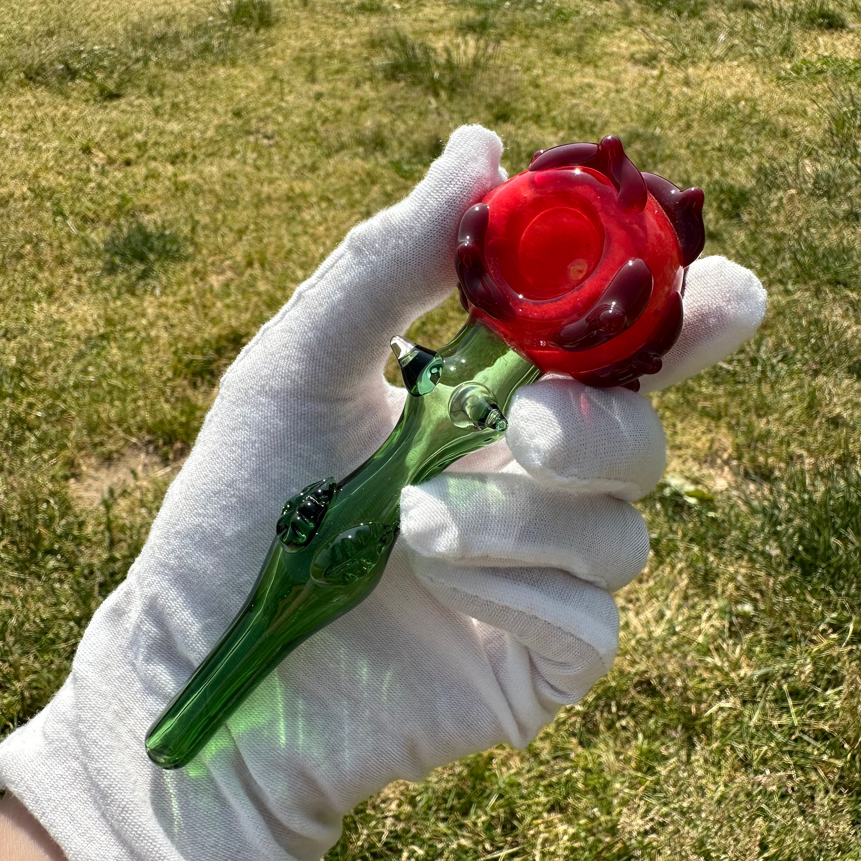 Glass Smoking Pipe Rose, Glass Smoking Pipe, Hand Blown Pipe