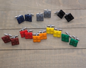 Building Block Cuff Links: Colorful Brick Formal Accessories