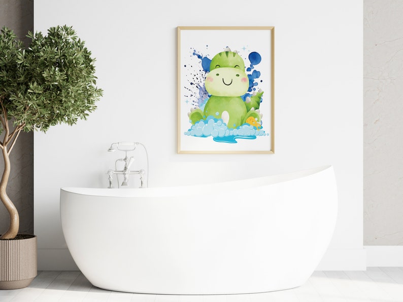 Dinosaur Bathroom Printable Kids Art Sign Wall Decor Boys Bathroom ...