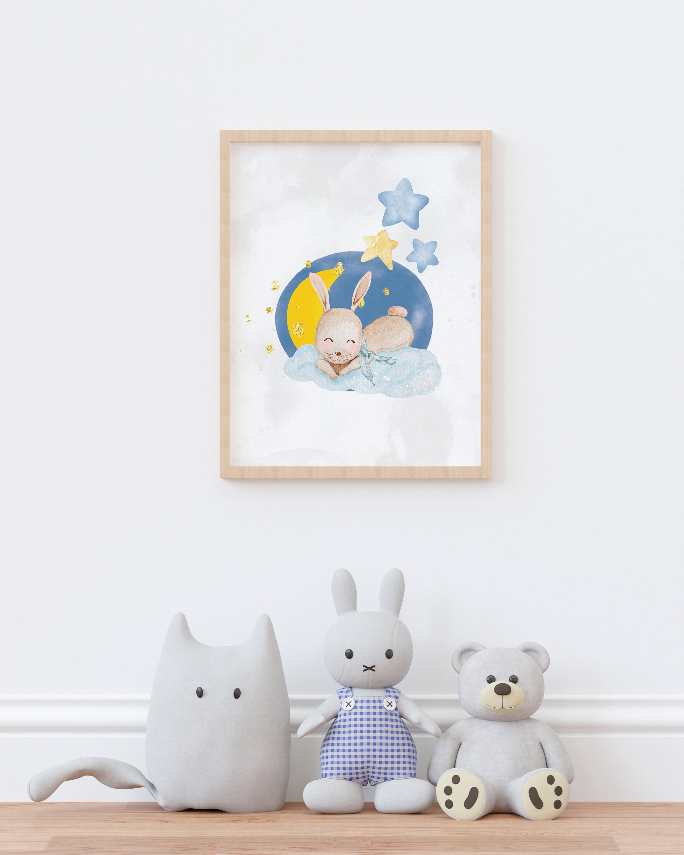 Goodnight Moon Printable Cute Bunny Boy Baby Shower Clouds Baby Nursery ...