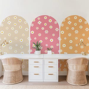 Floral Arch Wall Decal Daisy Sticker for Nursery Flower Wall Sticker Decor Peel and Stick Removable Wall Art for Kid Room Decal Reading Nook