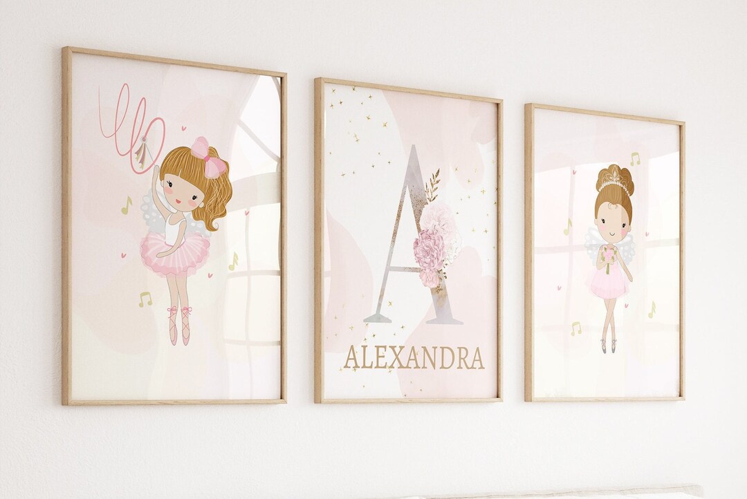 Personalized Ballerinas, Custom Name Print,ballerina Wall Art Custom