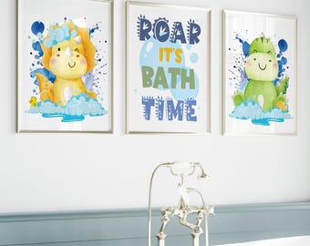 Dinosaur Bathroom Printable Boy Art Sign Wall Decor Bathroom Dinosaur Bathroom Theme Boy Bathroom Wall Art Bathroom Set Instant Download
