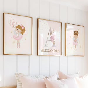 Bailarinas personalizadas, impresión de nombre personalizado, arte de pared de bailarina, impresión personalizada, impresión de nombre floral, decoración de habitación de niña bailarina, póster de poses de ballet