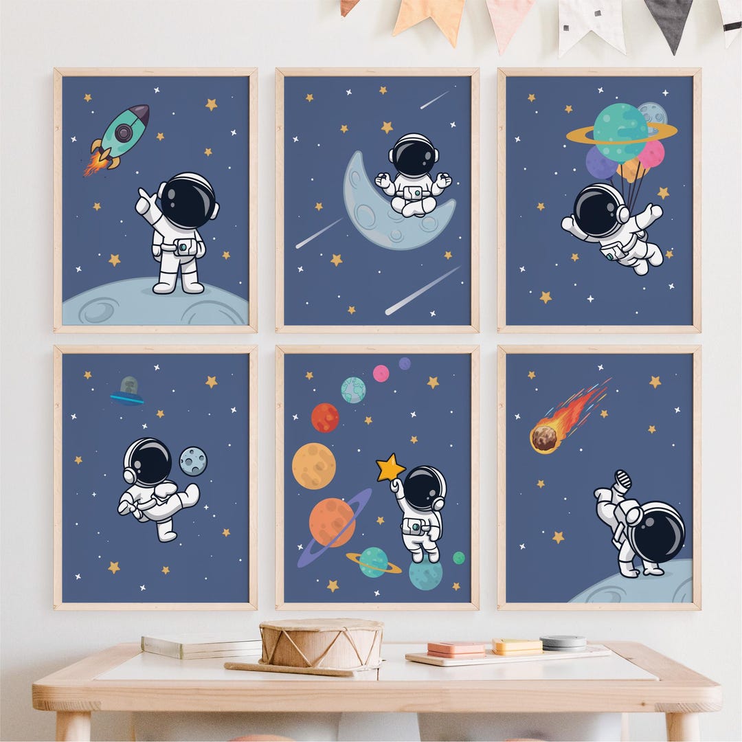 Astronaut Wall Art Poster for Kids Space Nursery Theme Printable Outer ...