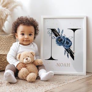 Impresión de nombre personalizada para arte de pared de guardería de niño Impresión de nombre personalizada con inicial de niño Impresión de nombre personalizada para decoración de pared de habitación de recién nacido Descarga digital