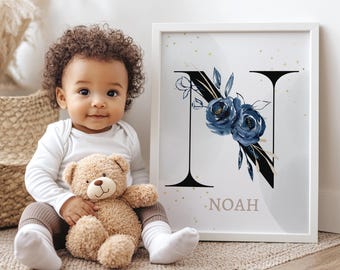 Personalized Name Print for Boy Nursery Wall Art Custom Name Initial Boy Custom Name Print for Newborn Room Wall Art Decor Digital Download