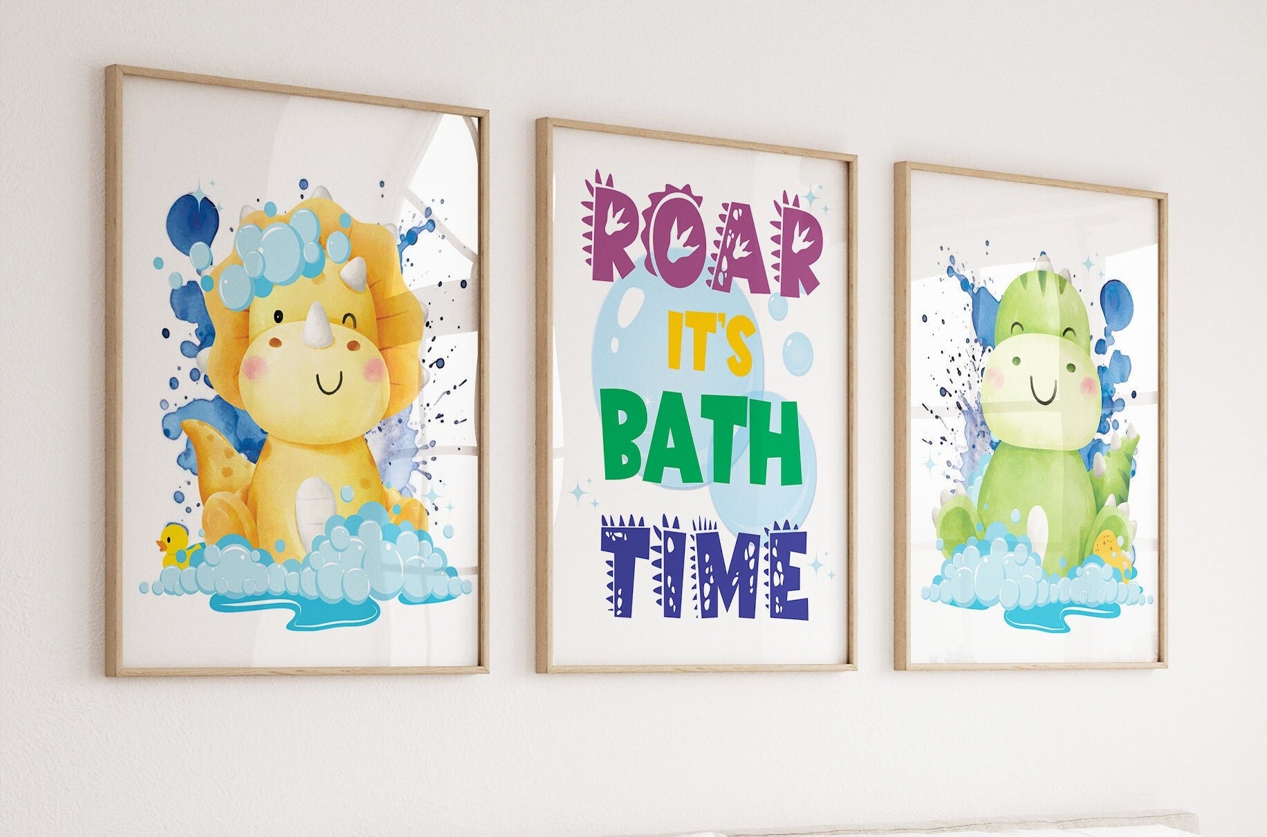 Dinosaur Bathroom Printable Kids Art Sign Wall Decor Boys Bathroom ...