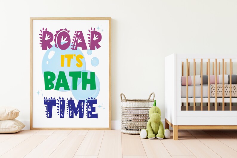 Dinosaur Bathroom Printable Kids Art Sign Wall Decor Boys Bathroom ...