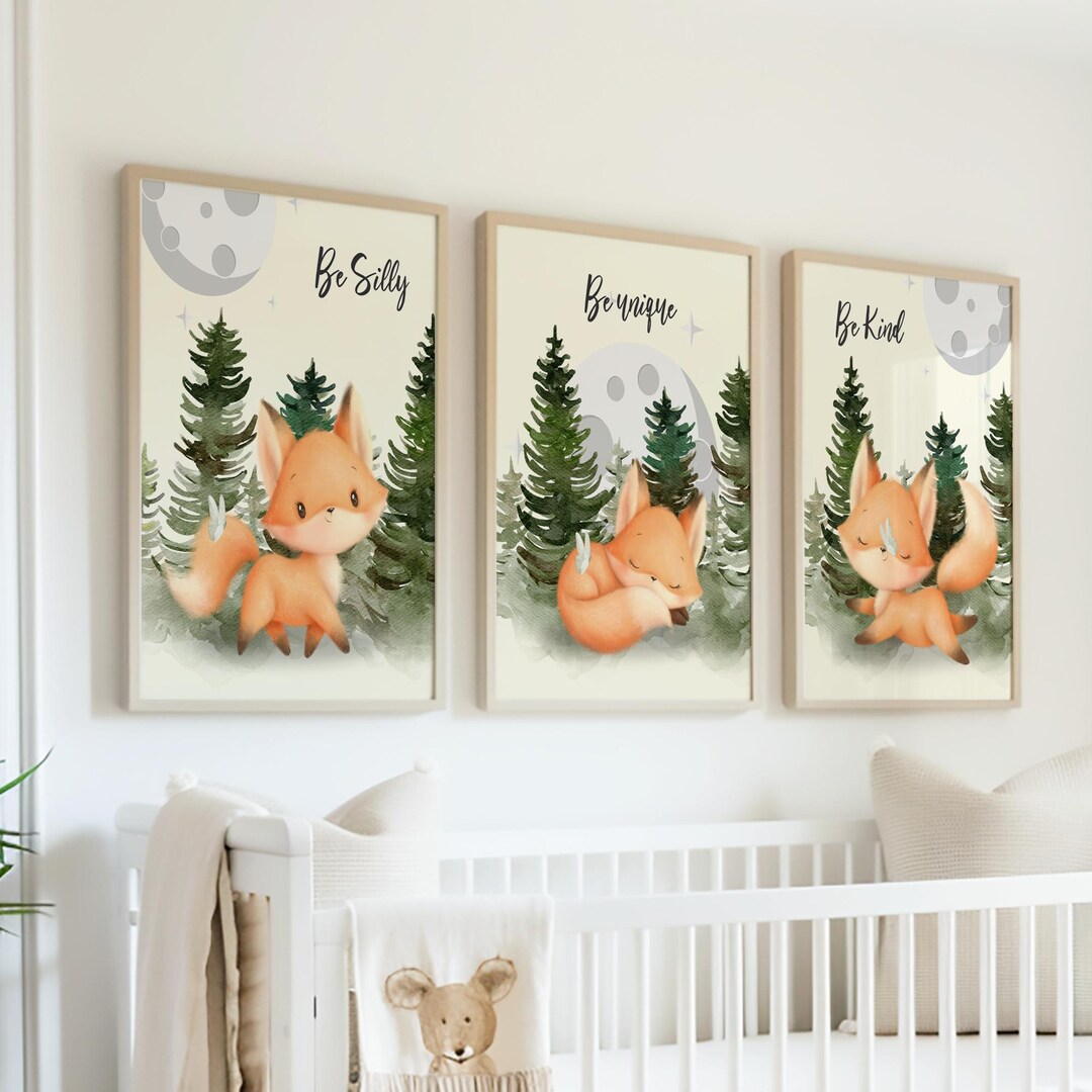 Fox Nursery Wall Art Fox Nursery Print Woodland Nursery Baby Fox Forest ...
