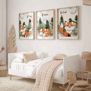 Fox Nursery Wall Art Fox Nursery Print Woodland Nursery Baby Fox Forest ...