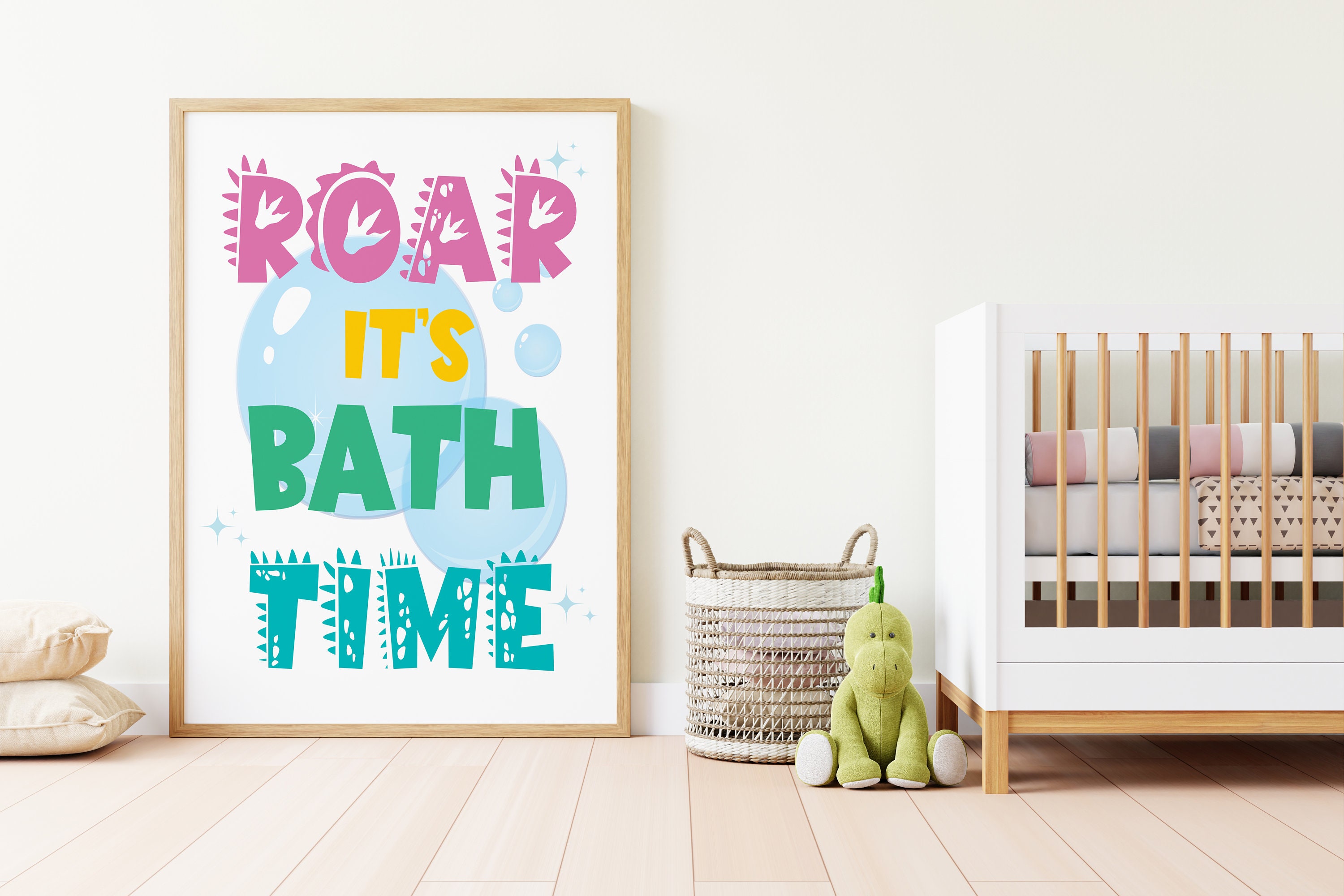 Dinosaur Bathroom Printable Girl Art Sign Wall Decor Girl Bathroom ...
