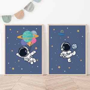 Astronaut Wall Art Poster for Kids Space Nursery Theme Printable Outer ...