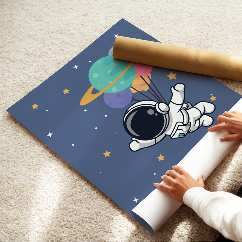 Astronaut Wall Art Poster for Kids Space Nursery Theme Printable Outer ...