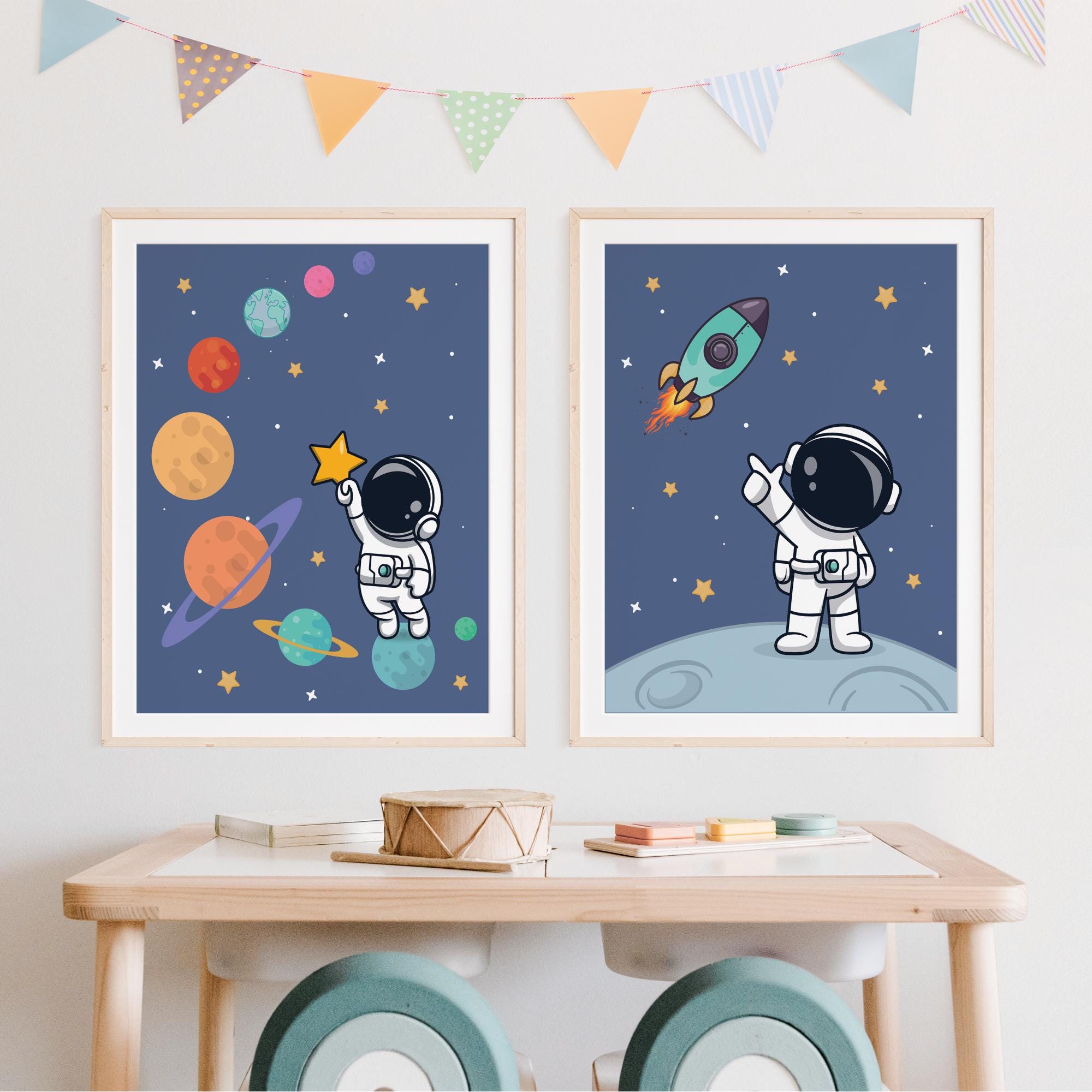 Astronaut Space Theme Wall Art Outer Space Nursery Decor Digital Print ...