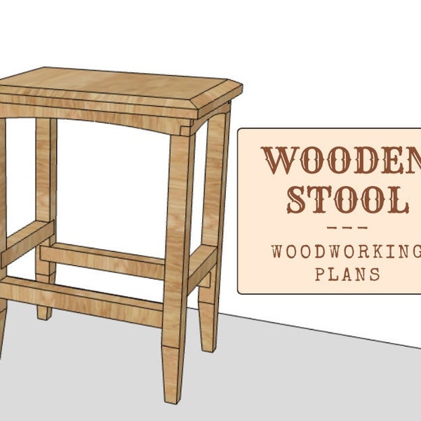 Wooden Stool - PDF Plans | DIY Stool Plans | Beginner Woodworking Plans | Downloadable Woodworking Plans