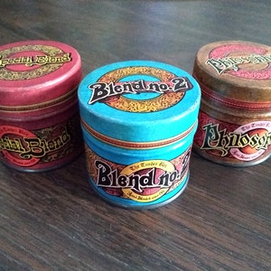Three Vintage The Tinder Box Empty Tobacco Tins, Special Blend Tin, Blend No. 2 Tin, Philosopher Tin, Nice Collectible Colorful Set