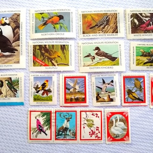 Collectible National Wildlife Federation Stamps from the 1960s to the 1980s, Includes 1961 Horned Puffin