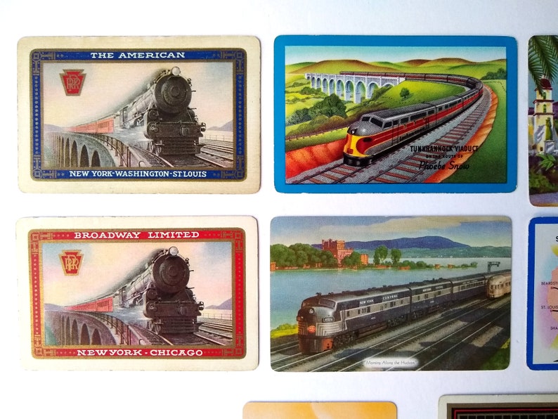 11 Railroad Playing Cards From Different Railway Systems, Set of Rare