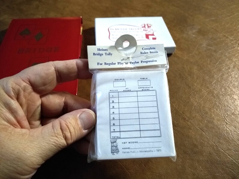 Contract Bridge Set: Red With Gilt Booklet Scorepad With Original ...