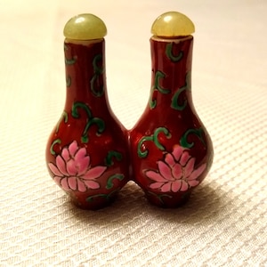 Chinese Twin Double Hand Painted Porcelain Snuff Bottle, Double Tube Chinese Snuff Bottle, Twin Tube Snuff Bottle Made in China