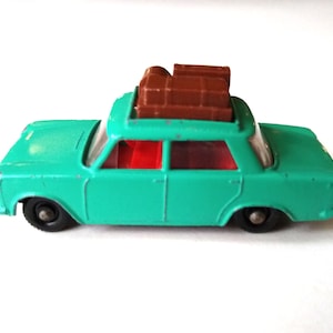 1960s Made in England By Lesney No. 56 B1 Fiat 1500 Diecast Family Vacation Car With Luggage, Retro Matchbox Lesney Fiat Toy Car