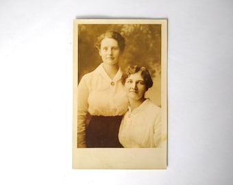 Antique Unused Post Card Portrait of Two Women, Antique Photograph Postcard Never Used, Collectible Antique Photo Postcard