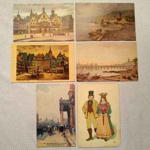 6 Rare Unused 1940s Color European Postcards, WWII Era England Postcards, Scarce English Postcards, Unused Europe Post Cards, Rare Post Card
