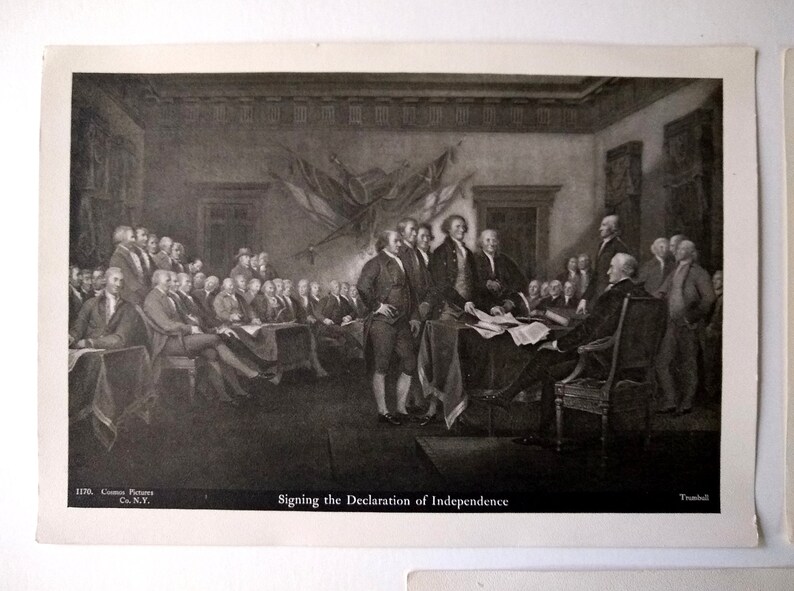 prints signing the declaration of independence with spirits