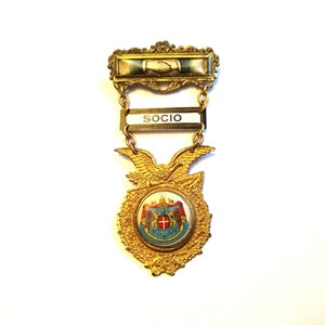 Antique Italian Odd Fellows Gold and Porcelain Medallion, Collectible Odd Fellows Brooch, Odd Fellows Memorabilia