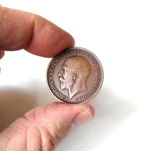 1914 Great Britain King George V Bronze One Penny Circulated Coin, UK 1914 One Penny, Collectible Antique England Coin