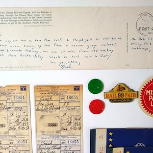 Vintage 16 Piece Railroad Memorabilia, Railroadiana Set with a Postcard From a Man Tearing Up Railroad Ties on the Carson & Colorado Railway
