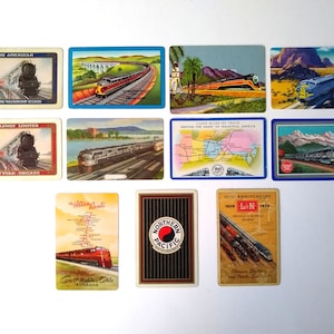 11 Railroad Playing Cards From Different Railway Systems, Set of Rare Collectible Individual Train Playing Cards, Railroadiana Cards
