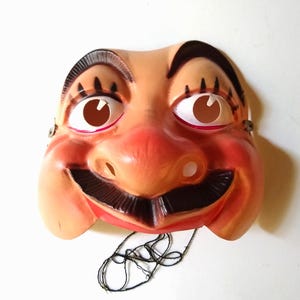 1960s Vintage Halloween Andy Mask Made in France for Van Dam, Retro Party Costume Mask, Fun Decorative Mid-Century Halloween Decor