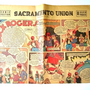 1934 Sacramento Union Newspaper Comics Section With Buck Rogers 25th Century, Joe Jinks, Divot Diggers, Four Aces, Collectible Vintage Comic