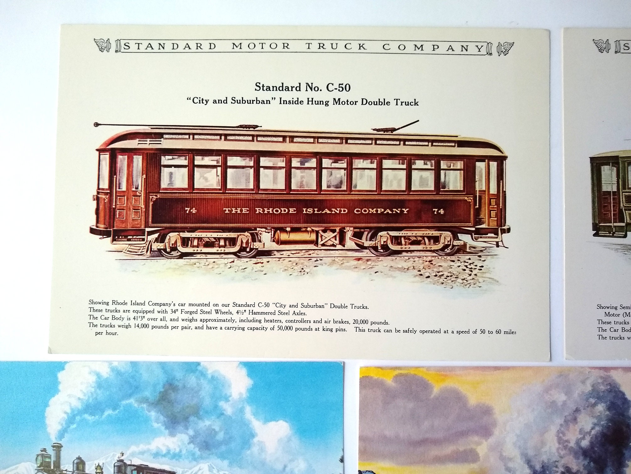 Set of Vintage Train Prints, 2 1950s Standard Motor Truck Company ...