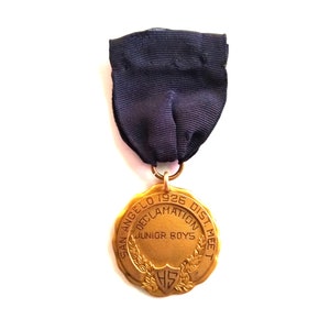 Rare 1926 Gold-Filled San Angelo High School District Meet Junior Boys Declamation Medal in Excellent Condition, Vintage Scarce 1920s Medal