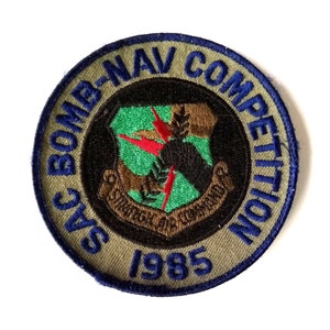 1985 Sac Bomb-Nav Competition Subdued Military U.S. Air Force Uniform Patch in Great Condition, Vintage Collectible Military Patch Looks New