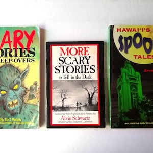 Three Scary Book Set - 1991 Scary Stories for Sleep-Overs, 1990 More Scary Stories to Tell in the Dark, 1997 Hawaii&#39;s Best Spooky Tales