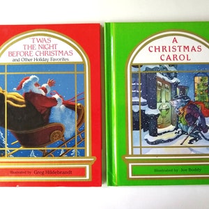 Two Children&#39;s Christmas Books Like New: 1990 &#39;Twas The Night Before Christmas and Other Holiday Favorites and 1991 A Christmas Carol,