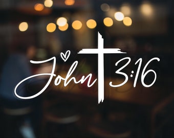 John 3:16 Cross Decal - Many Colors & Sizes